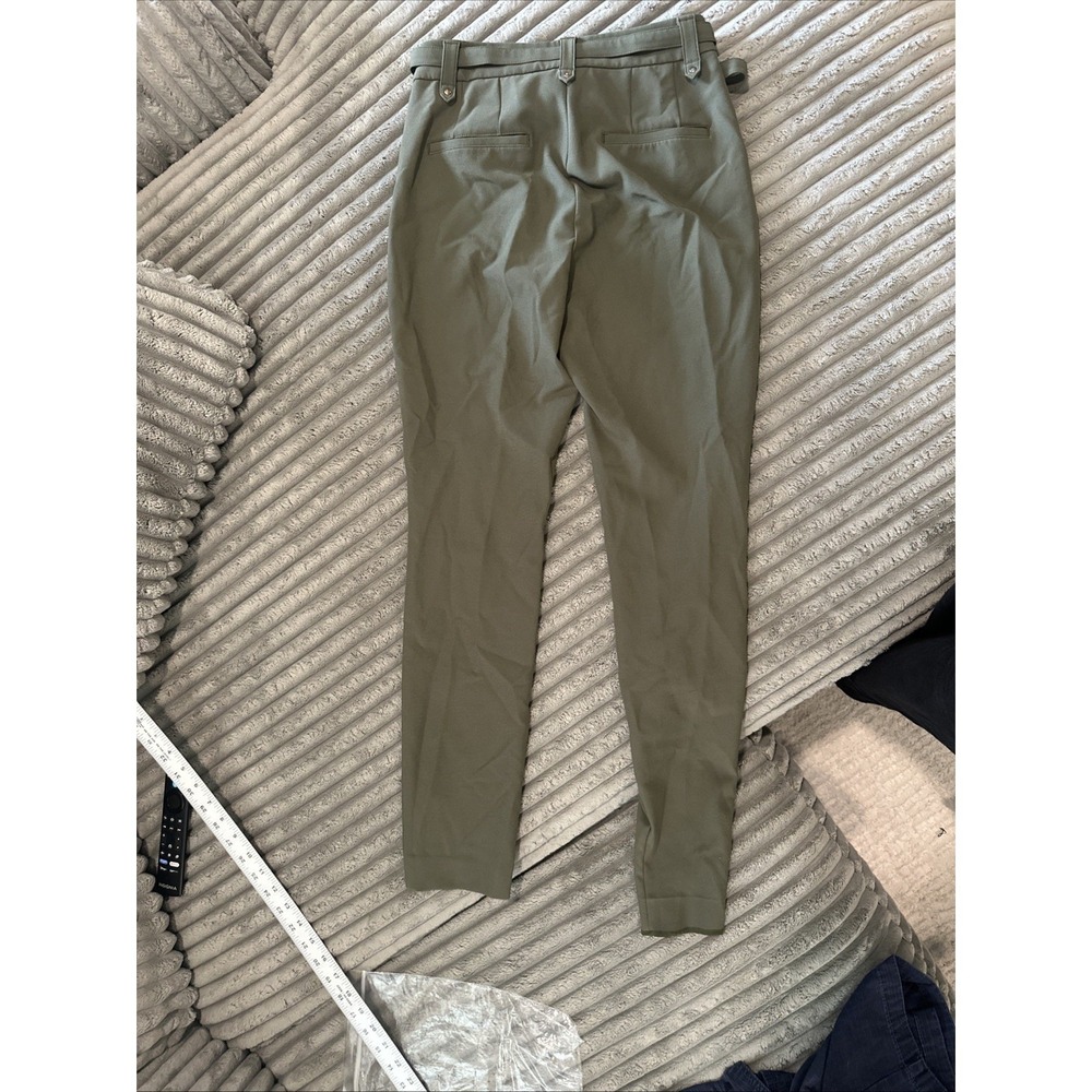 Express Pants Womens 4R Green Belt Waist Stretch Skinny Hi Rise Office Academia - Picture 3 of 15